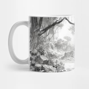 Ancient Tree Landscape Nature Adventure Ink Sketch Style Mug